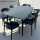 黑色6椅+130 80cm碳钢长桌