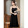 黑色吊带裙单-国风新中式女装