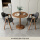 黑色2皮椅+60胡桃色圆桌