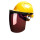 (茶色)面罩+三筋透气(黄色)安全帽