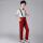 白短袖+红长裤 贈：领结+背带