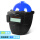 蓝V国标安全帽+【盾式】-【真彩变光黑框】