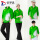 绿色外套+黑色ku子+chang袖T恤