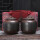 紫陶茶叶罐(吉祥)双罐海浪红布袋 1L
