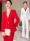 红色西装+短裙+6929白衬衫