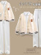 杏毛衣+衬衫+白直筒裤