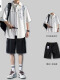 【2件套】白色衬衫+黑色工装短裤