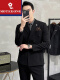 黑色双排(西服+马甲+裤子)收藏 +黑衬衫藏青领带