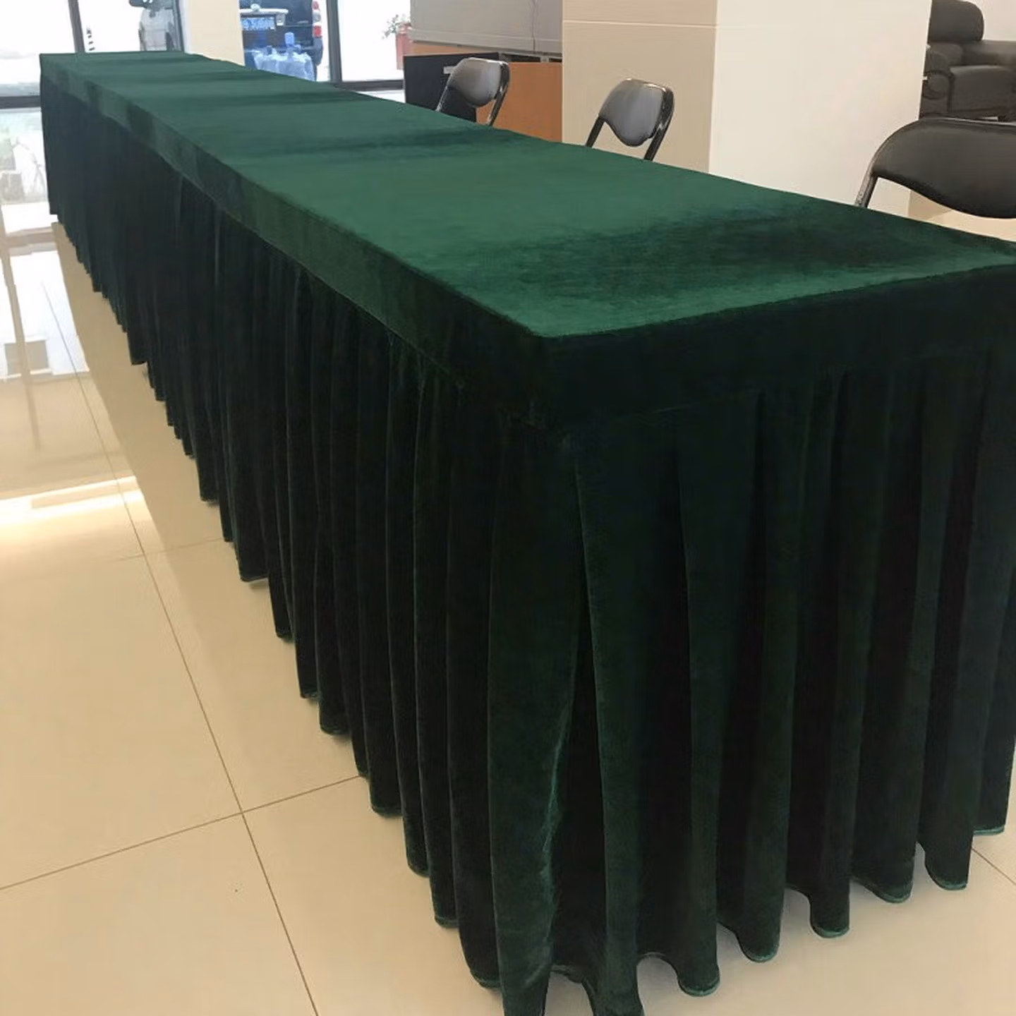 布将军 定制会议室桌布长方形加厚绒布台布商务办公展厅乒乓球台桌裙套 墨绿色 定制