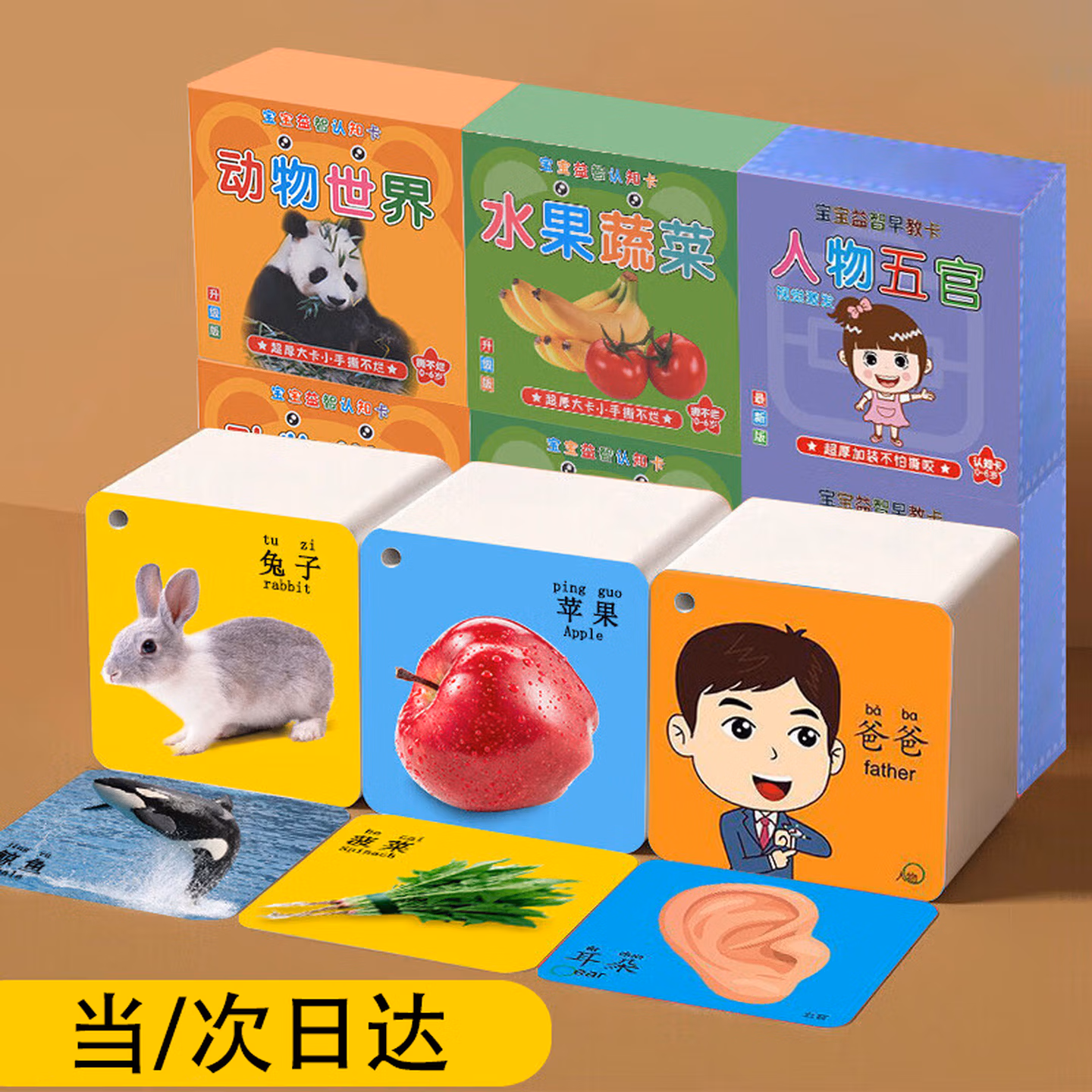 维尼小象认知早教卡片婴儿认字卡儿童玩具1-100识字卡0-6岁男孩女孩玩具