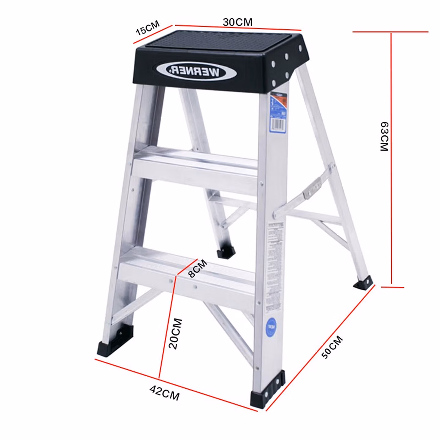 稳耐梯子家用铝合金三步人字梯0.7米登高爬梯小梯蹬 150BCN