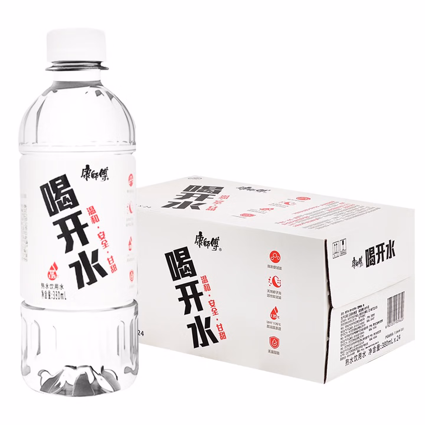 康师傅喝开水熟水解渴小瓶水380ml*24瓶整箱 新日期
