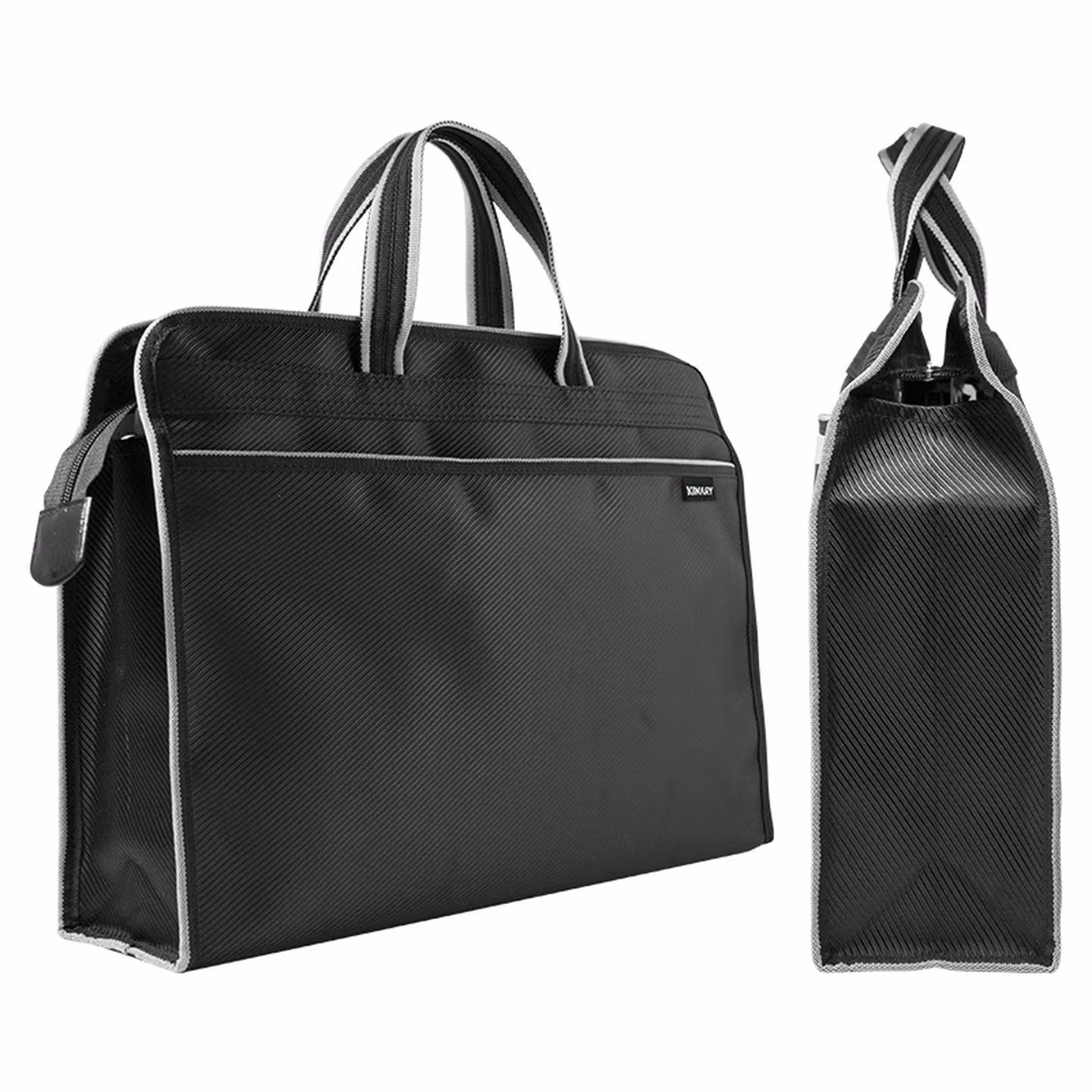 金得利 标准型布纹手提包 男士商务包 大容量事务包 双层拉链 内置多功能分类收纳