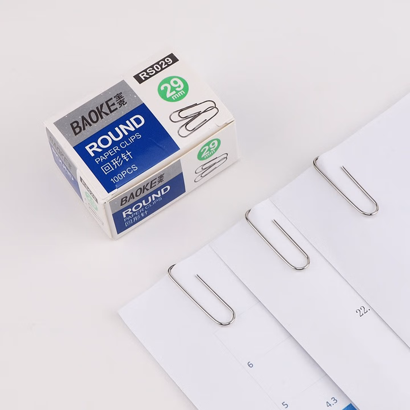 宝克（BAOKE）镀镍金属彩色回形针/曲别针 财务文件分类收纳 办公用品 29m