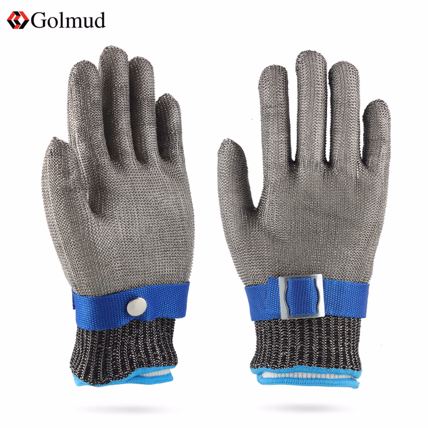 Golmud五级钢丝防切割手套厨房割肉杀鱼防刺防滑耐磨不锈钢GM579 均码 【
