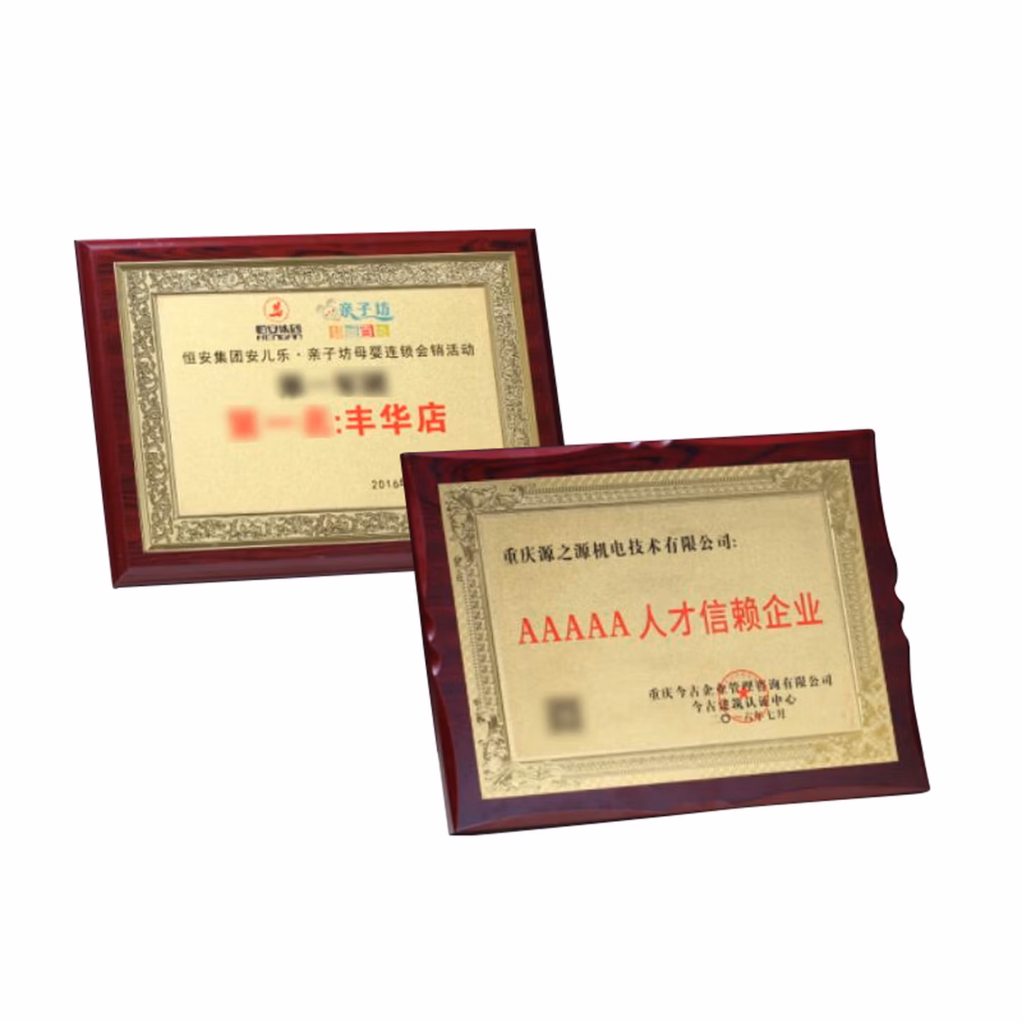 安赛瑞 金箔展示牌定制款 牌匾授权奖牌制 荣誉证书木质挂牌 300×400mm 