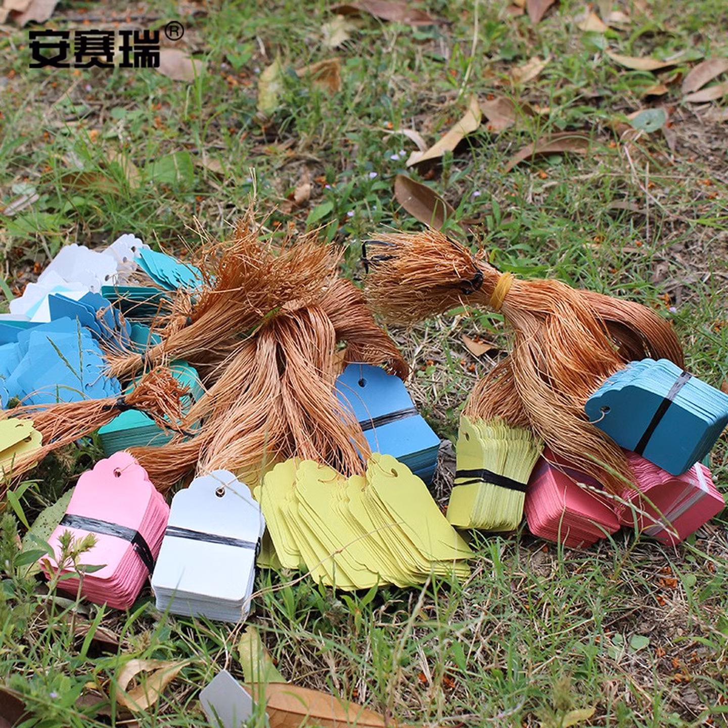 安赛瑞 PVC吊牌（1000张）彩色标签吊签牌花卉园艺塑料小挂牌防水标签园艺 红