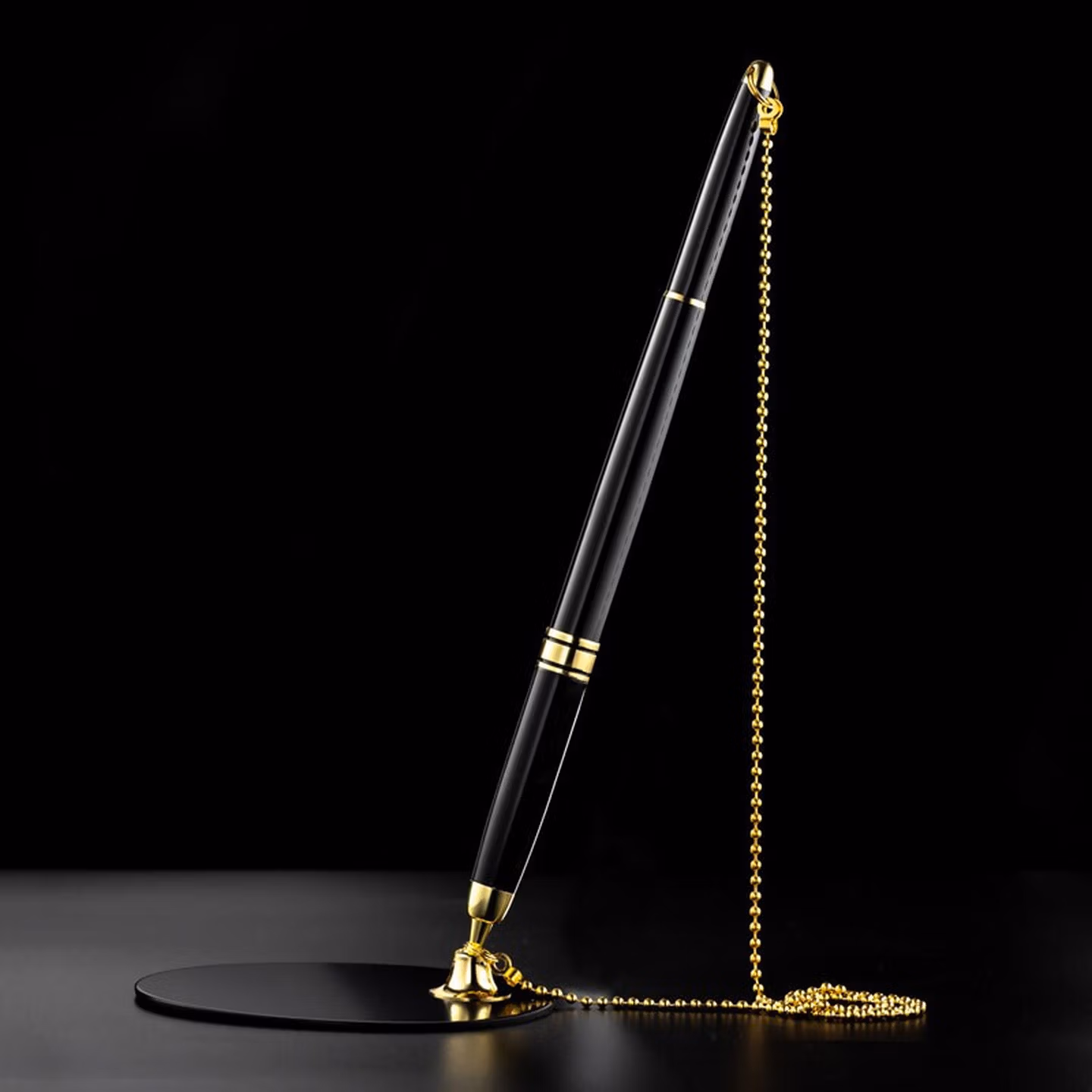 兴爱丽 金属签字笔固定签字笔吧台笔银行前台中性笔办公用品批发柜台桌面服务粘桌笔固