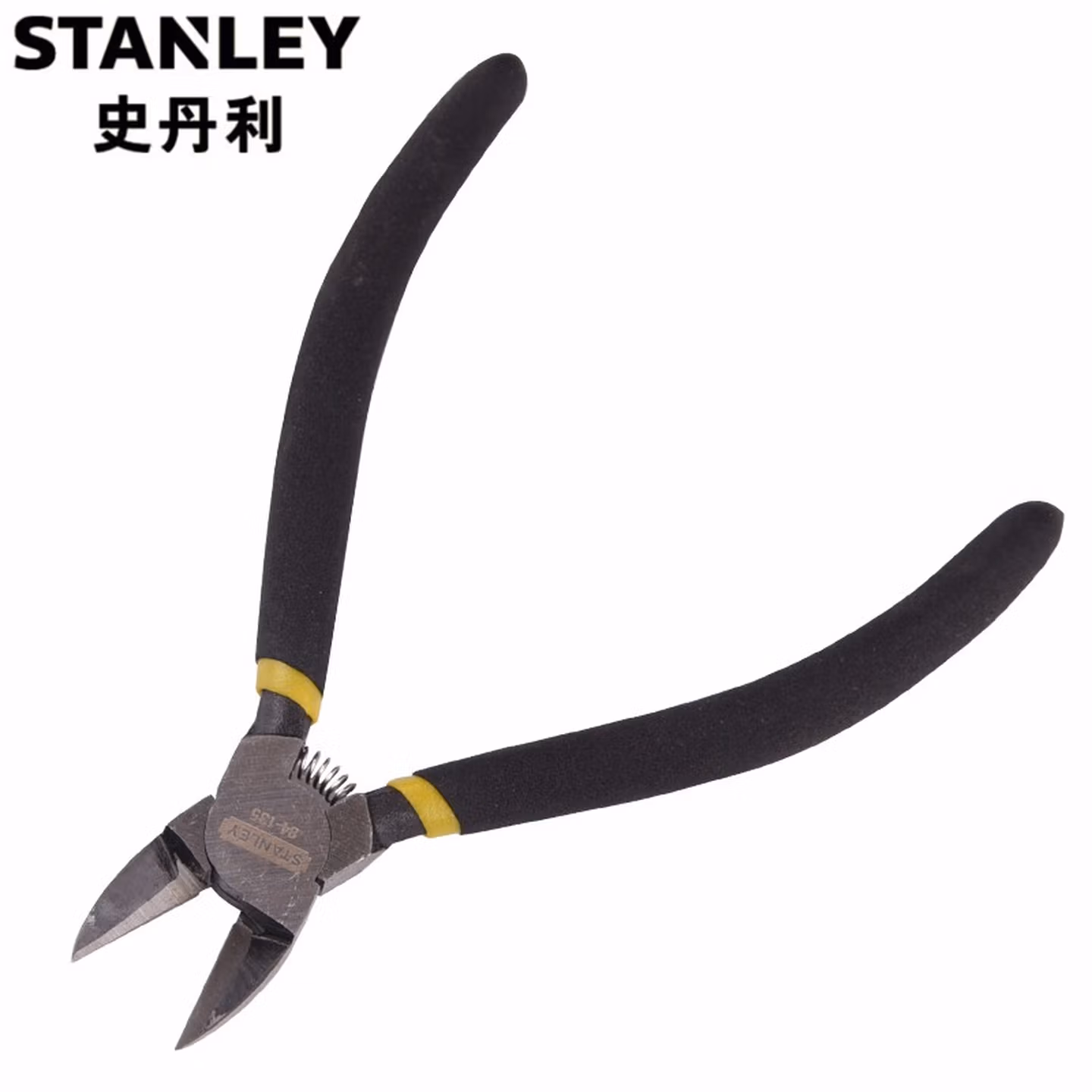 史丹利（STANLEY）黑色双塑柄水口钳6英寸 工业级斜嘴钳电工钳模型剪84-1