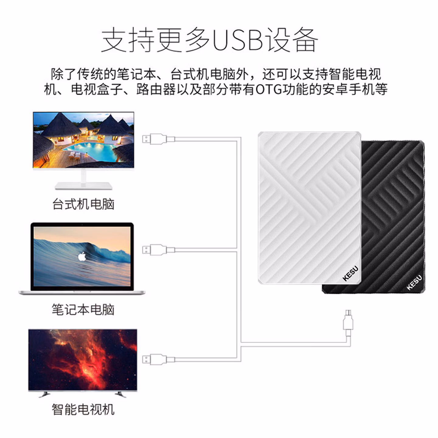 科硕（KESU）移动硬盘USB3.0高速存储手机笔记本电脑连接接机械硬盘大U盘 