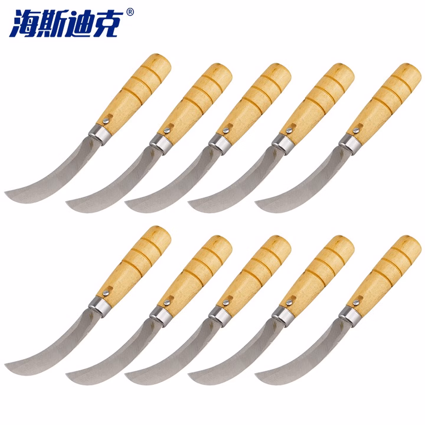 海斯迪克 HKJ-10 多功能小弯刀 不锈钢菠萝刀 木柄香蕉水果削皮小镰刀 弯刀