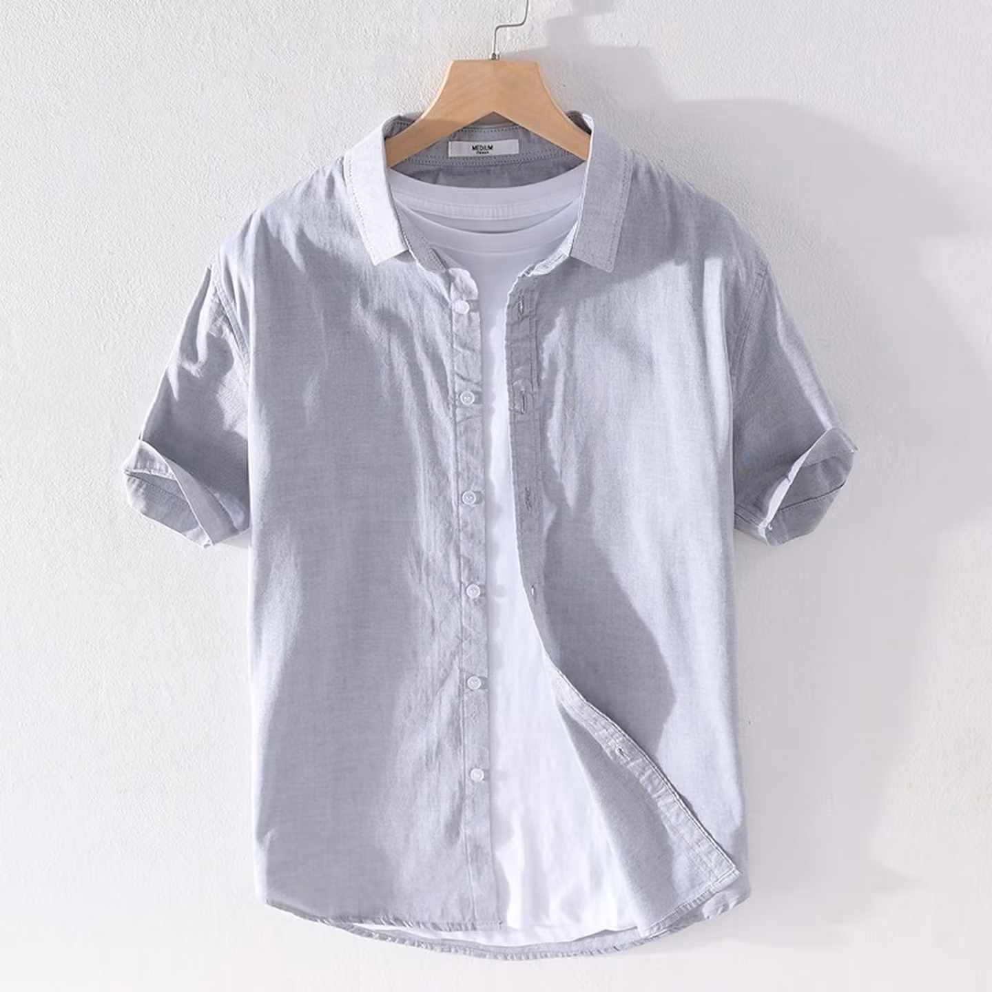 Pure Cotton Short-sleeved Shirt Men's Simple And Versatile Casual Jacket Men's Fashionable And Comfortable Breathable Shirt Men's Trend_viptrois.com