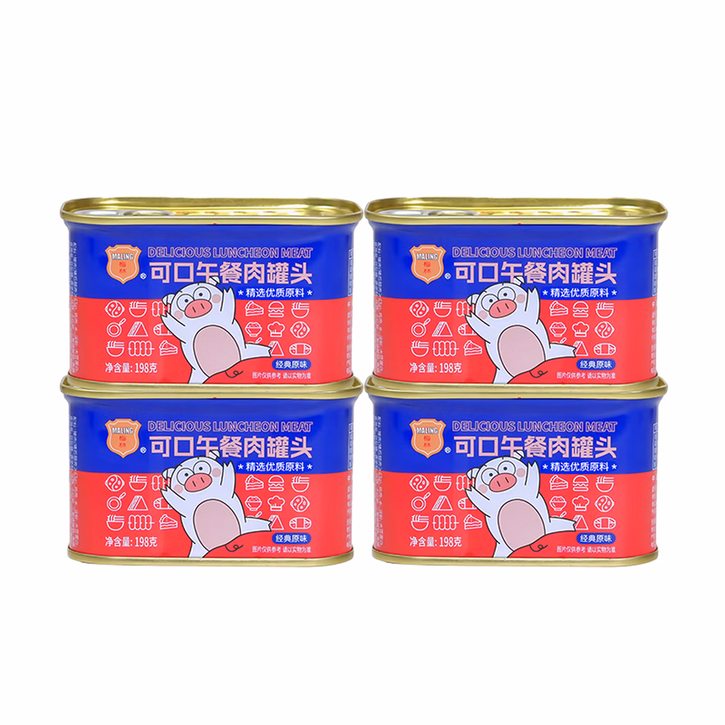中粮梅林 可口午餐肉罐头198g*4罐 双重优惠折后¥19.9包邮