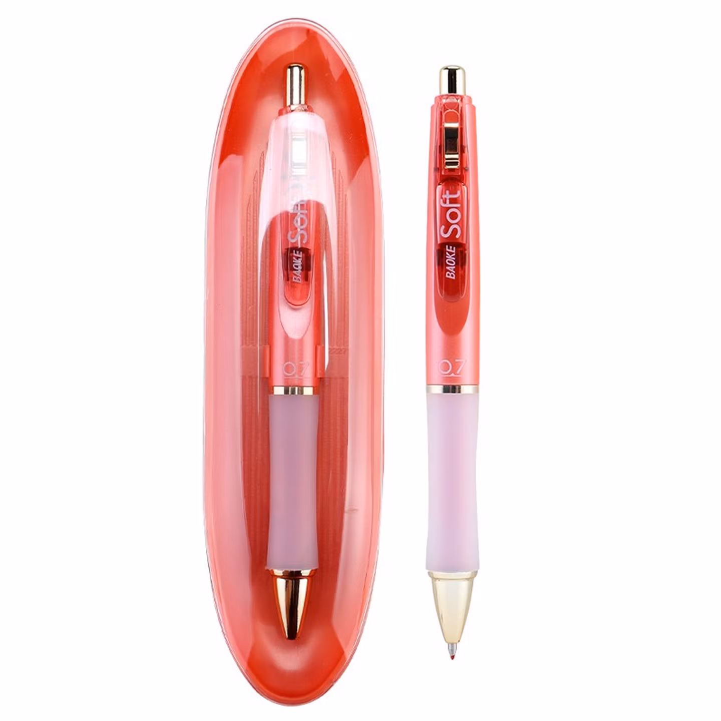 宝克（BAOKE）PC3978 臻品按动中性笔0.7mm子弹头水笔签字笔 玫瑰粉