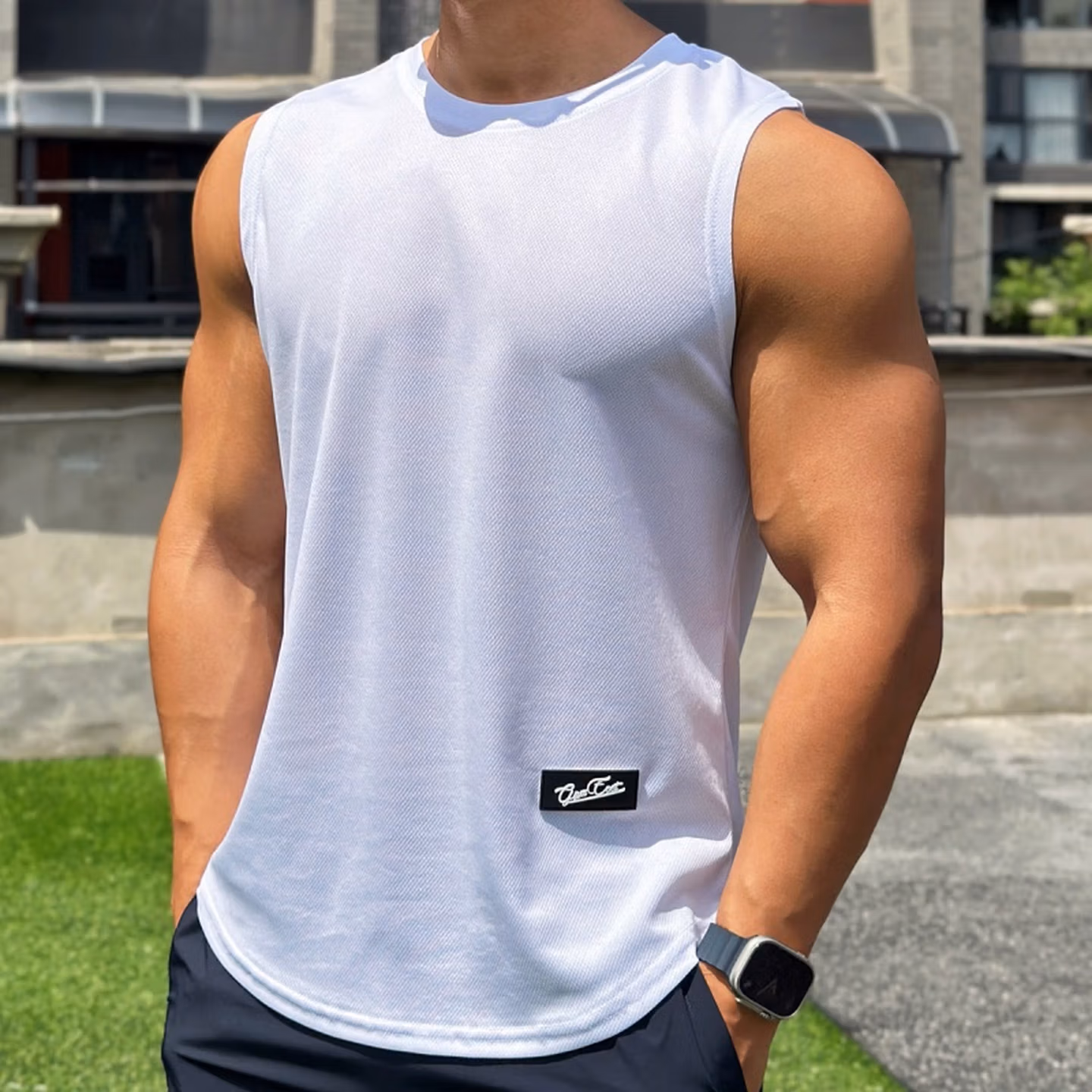 Summer Trend Men's Crew Neck Fitness Sports Casual Vest Mesh Running Training Sleeveless Vest Quick-Drying Top_viptrois.com