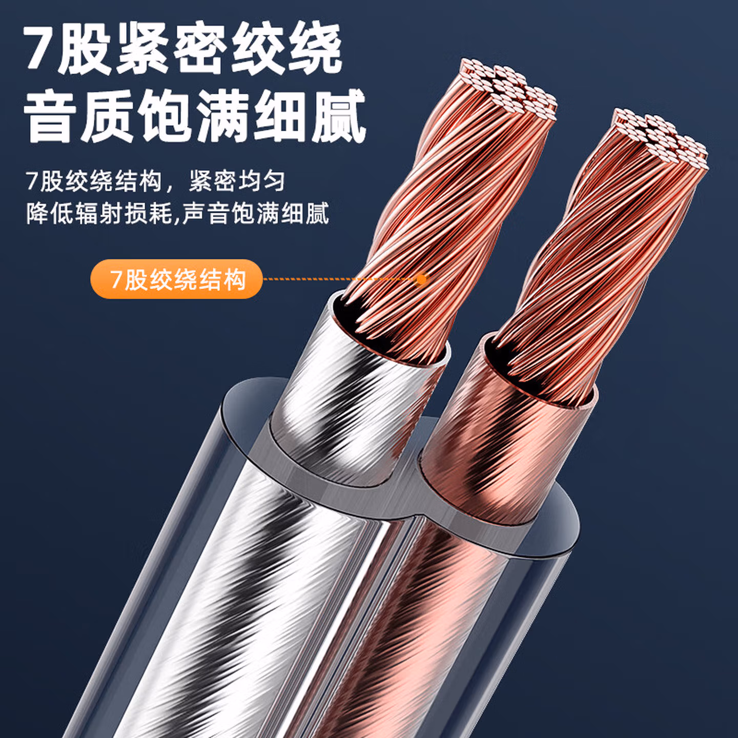 毕亚兹发烧级纯铜音频线 音响线 音箱线 喇叭线 增强型屏蔽抗干扰 纯铜100芯金