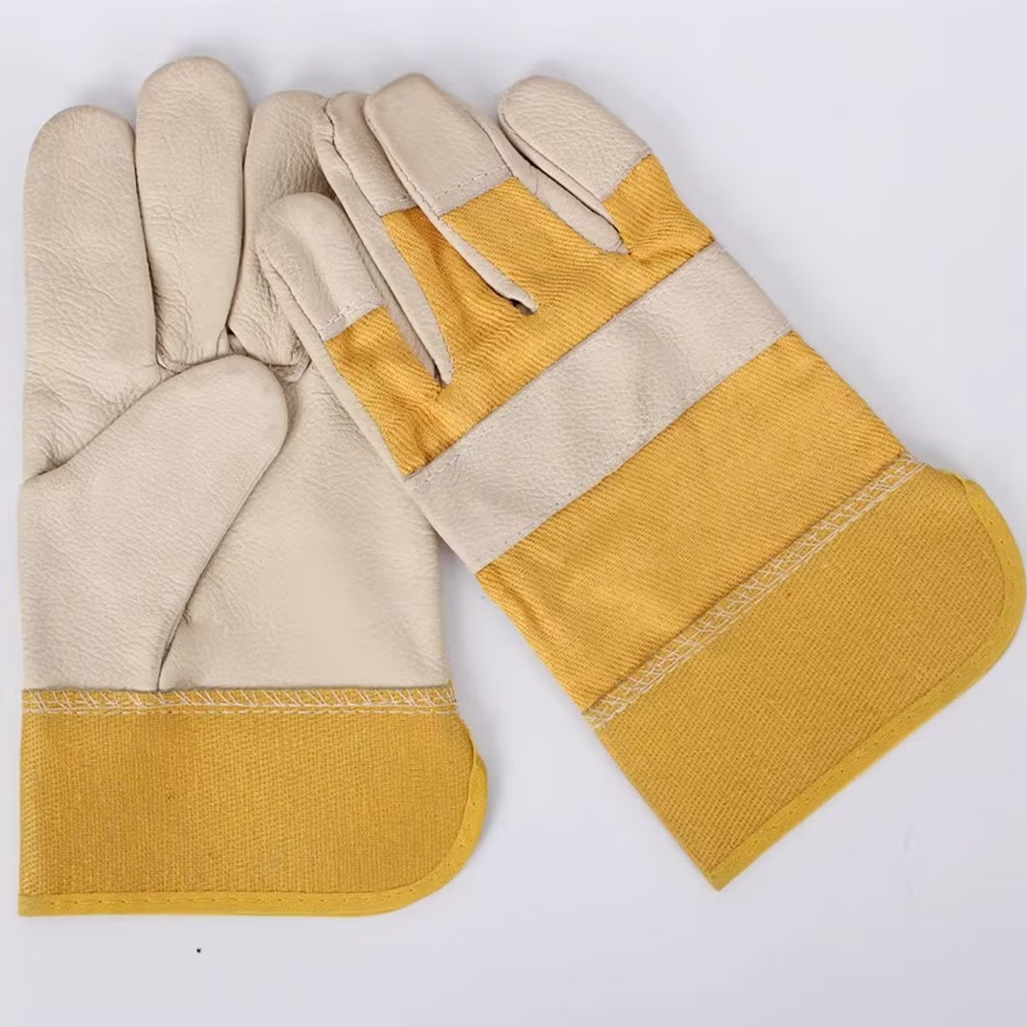 佳护 短款头层牛皮电焊手套耐用耐高温隔热工业焊工焊接防护手套 5双（颜色随机） 