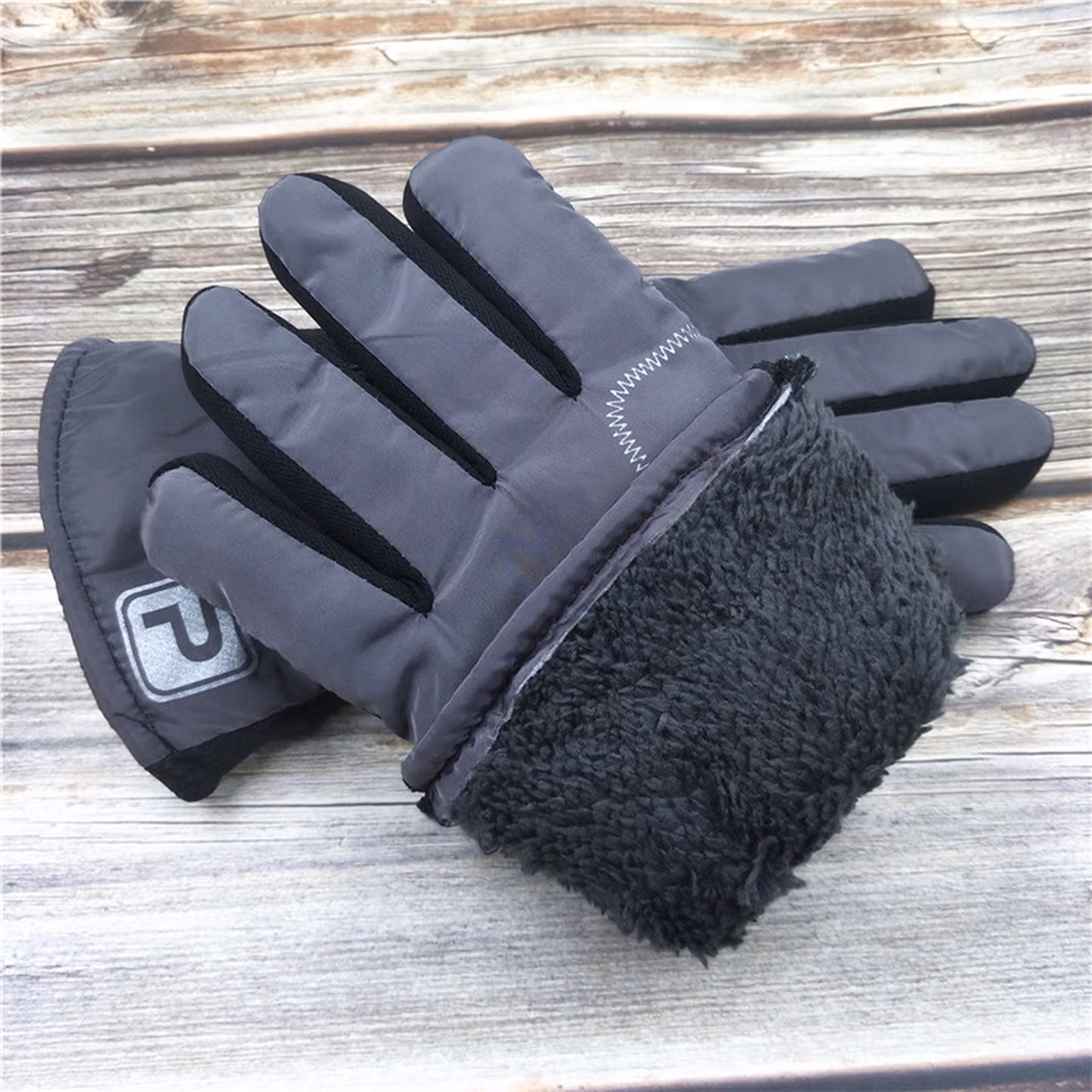 骑行手套加宽加大加厚男士大号大棉保暖防滑冬季加绒骑摩托车防寒 全黑色[加大加厚款]