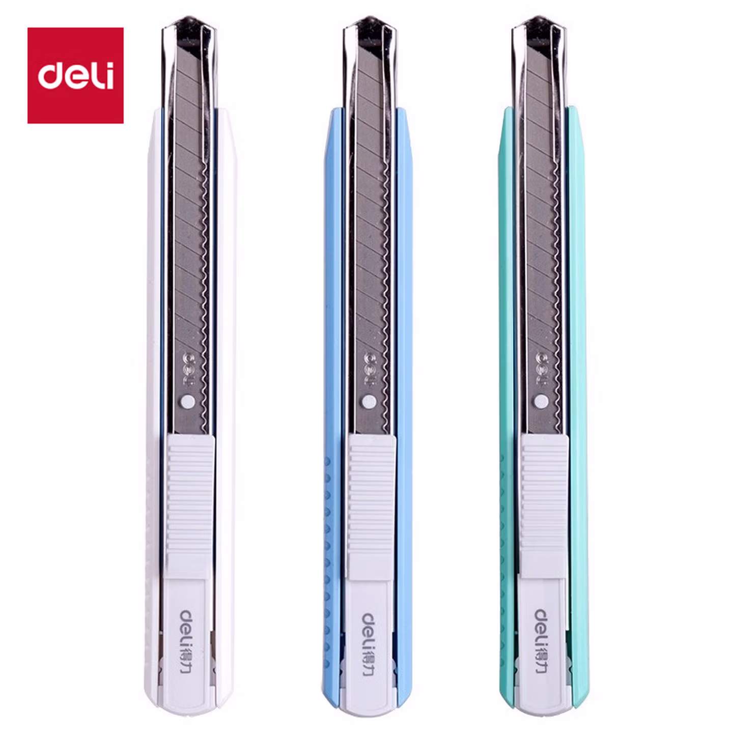得力(deli)小号铝合金护套美工刀壁纸刀裁纸刀 办公用品 白色2086