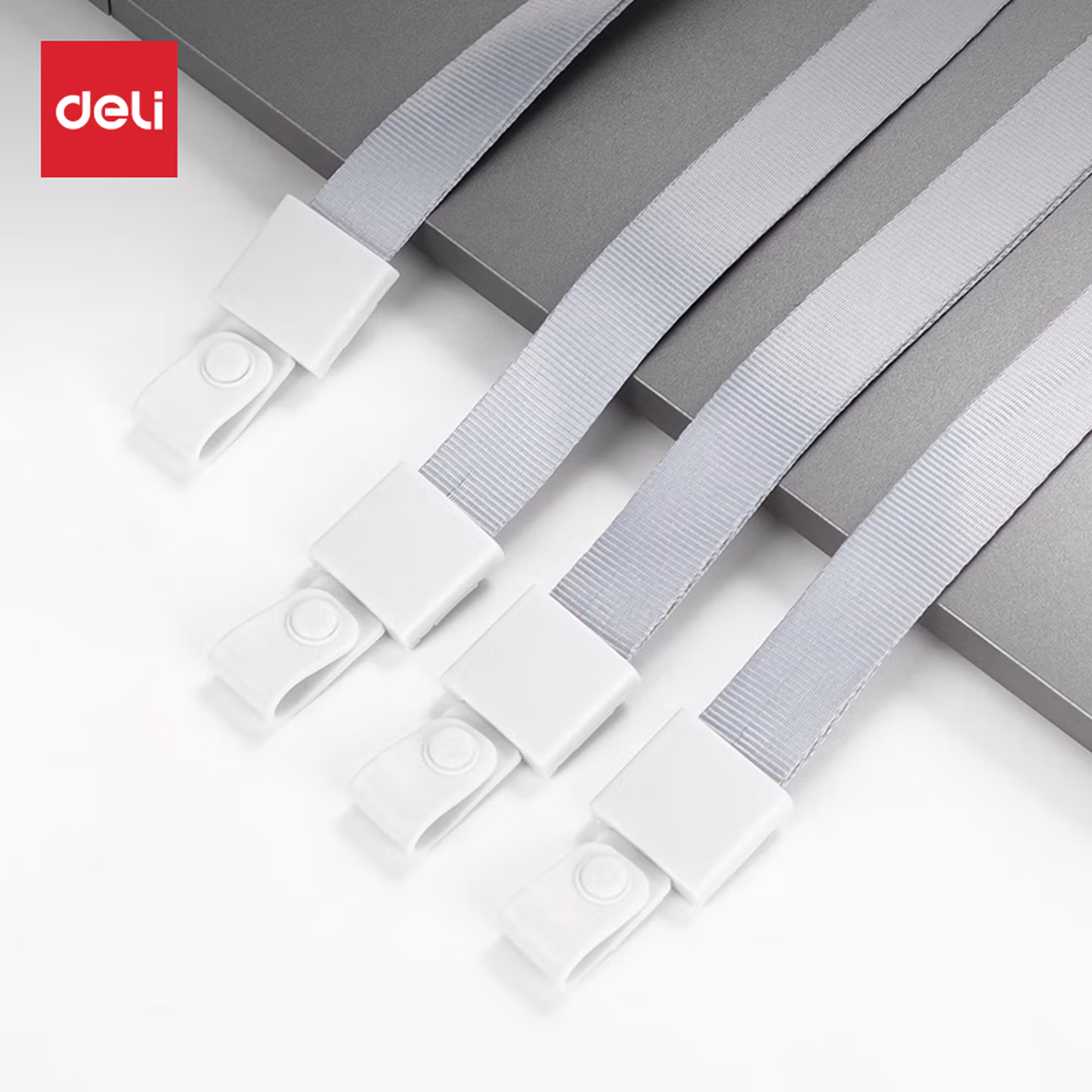 得力8353证件卡挂绳(浅灰)(12根/包)