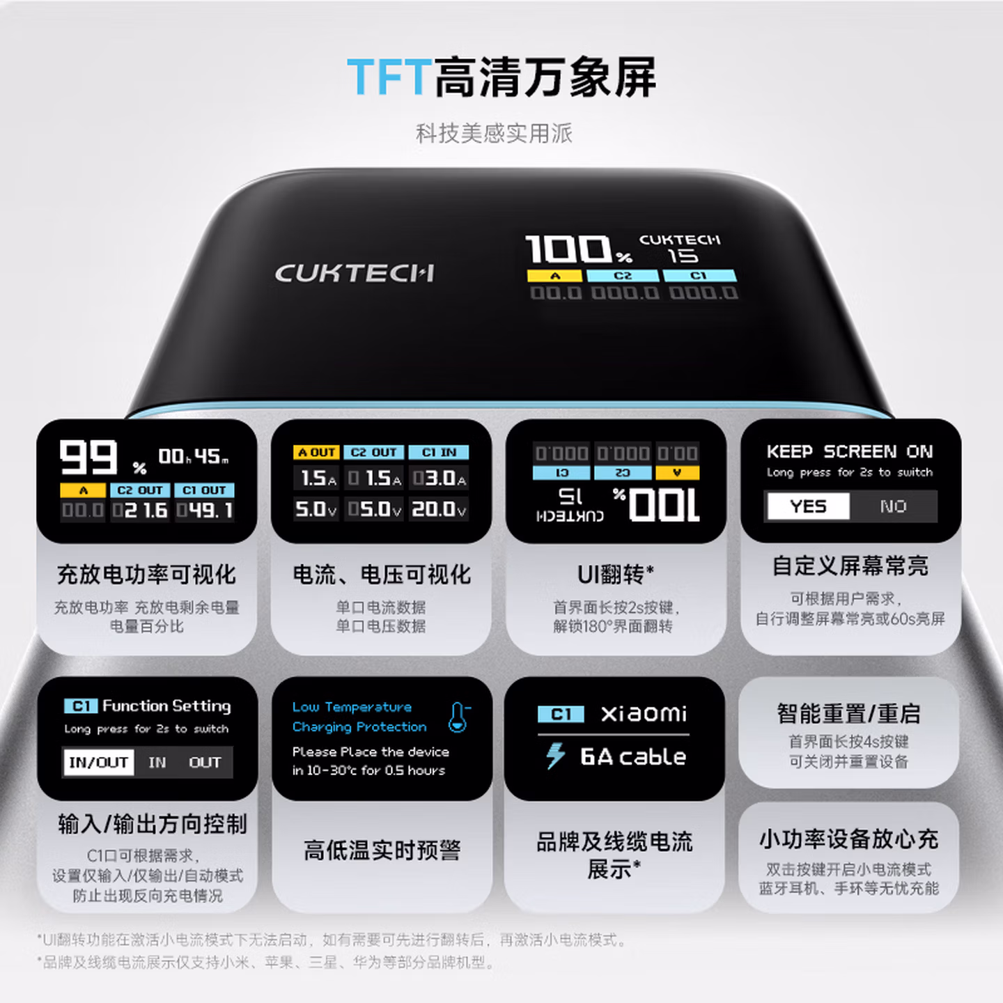 CUKTECH 15 Air power bank compact slim profile and real-time charging status display view