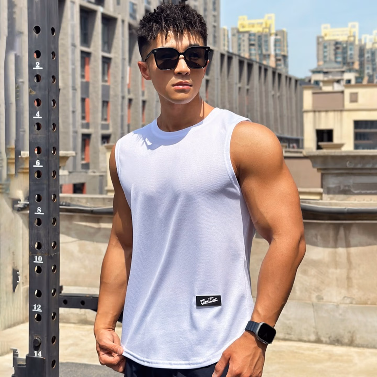 Summer Trend Men's Crew Neck Fitness Sports Casual Vest Mesh Running Training Sleeveless Vest Quick-Drying Top_viptrois.com