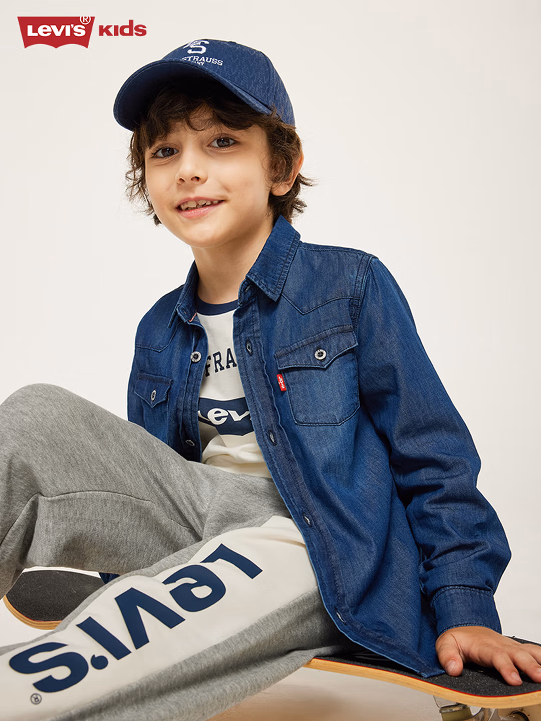 Levi’s 李维斯 经典水洗设计 纯棉 男童长袖牛仔衬衫 Plus会员折后￥116.98