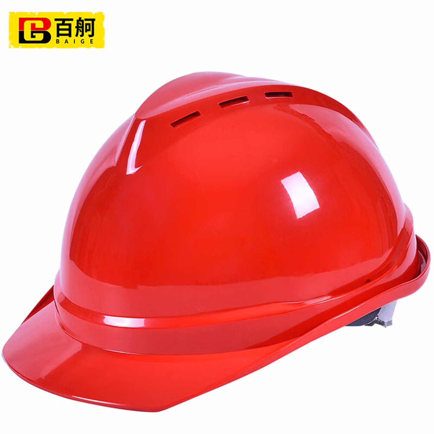 百舸 安全帽工地安全帽工地圆顶ABS材质防砸抗冲击舒适建筑施工作业监理可定制印子