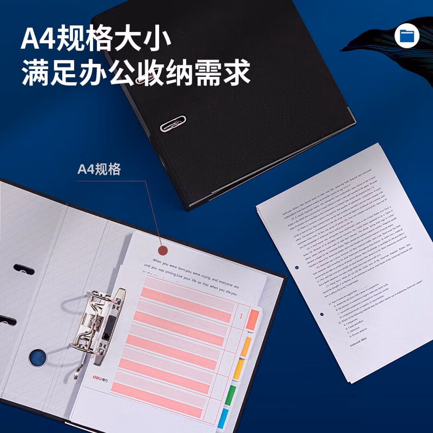 得力(deli）A4欧式快劳夹加厚型带孔文件夹可拆卸档案夹活页夹双孔底稿夹资料文