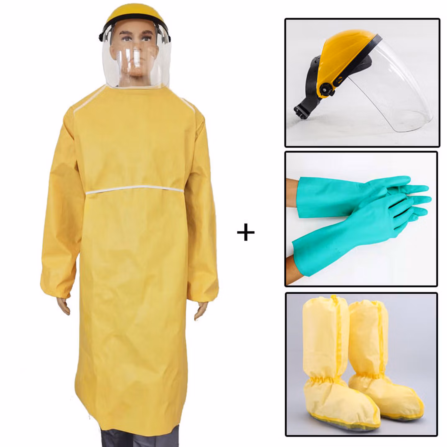 化学实验防酸碱防化防腐蚀围裙防护服危化品耐酸碱硫酸防化反穿衣 反穿衣+面罩+手套
