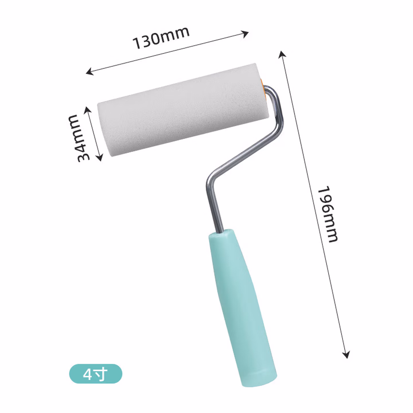 安达通 海绵滚筒刷 无死角海绵拇指滚筒聚酯海绵滚筒刷 4寸海绵拇指一体（10个装