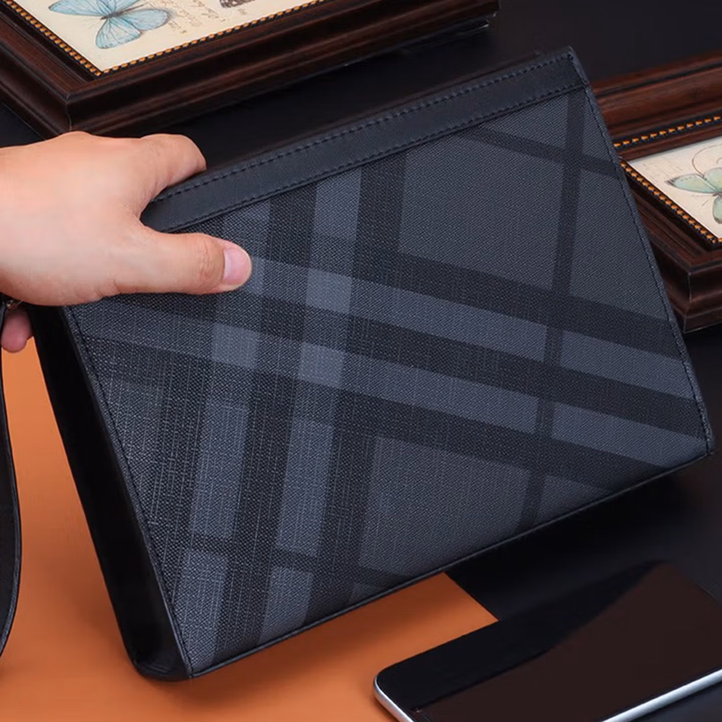 CalaceKonla手拿包男商务手包男士潮牌信封包时尚休闲手夹包手抓包大容量C