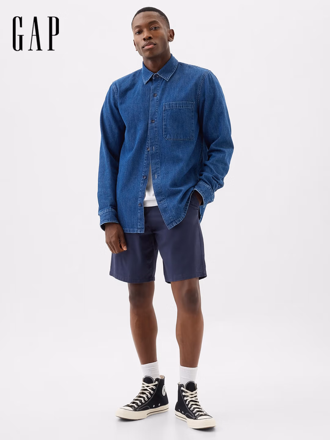 Gap 盖璞 斜纹棉 男款中腰直筒短裤 866125 京东优惠券折后¥69包邮 2色可选