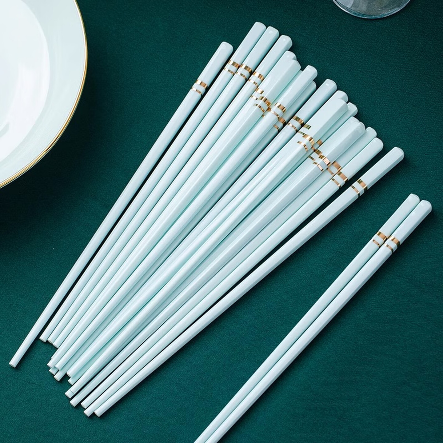 高档中式陶瓷筷子家用不易长霉筷耐高温餐具不易变形公筷