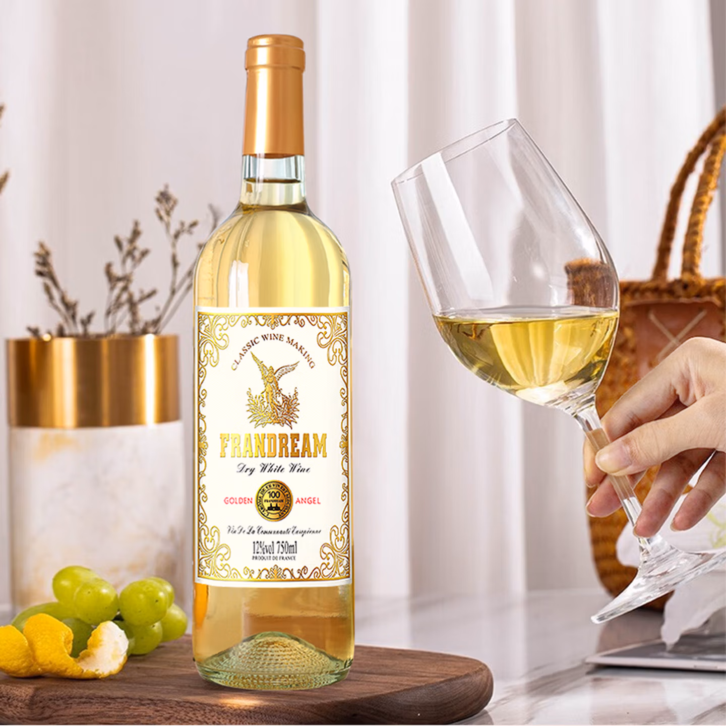 法殿法国进口红酒 金天使干白葡萄酒 晚安甜酒节日礼物 750ml单瓶装