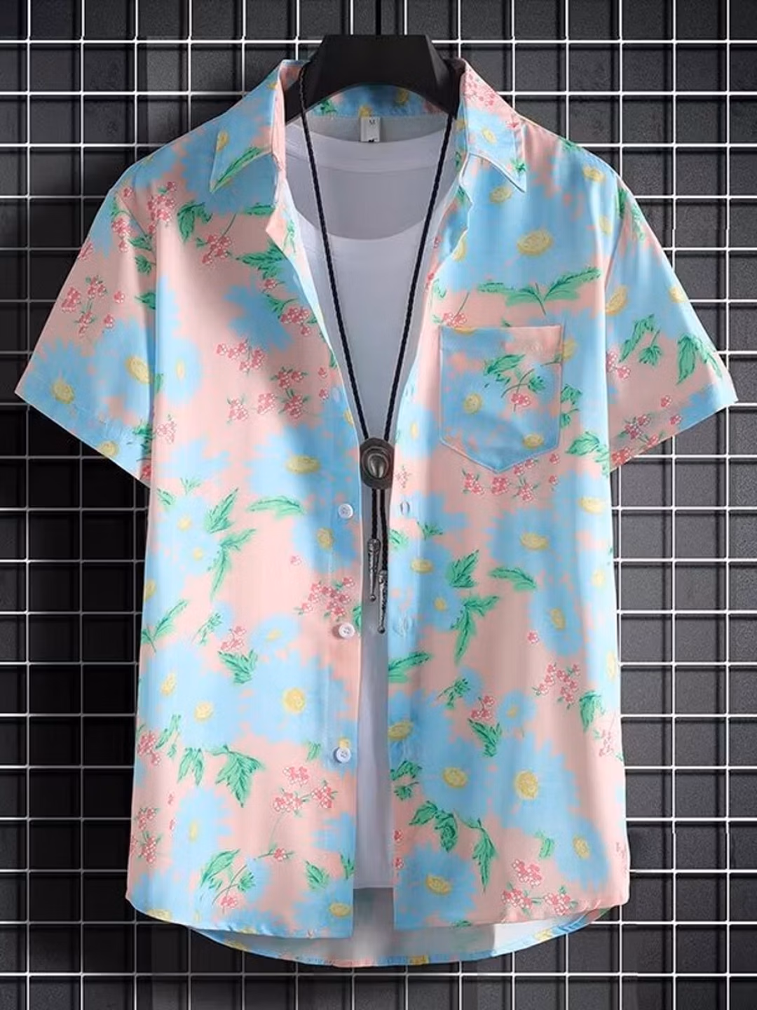 Flower Shirt Men's Short-sleeved 2025 Summer New Trendy Handsome Shirt Men's Casual Loose Half-sleeved Top And Jacket C112 White 3XL_viptrois.com