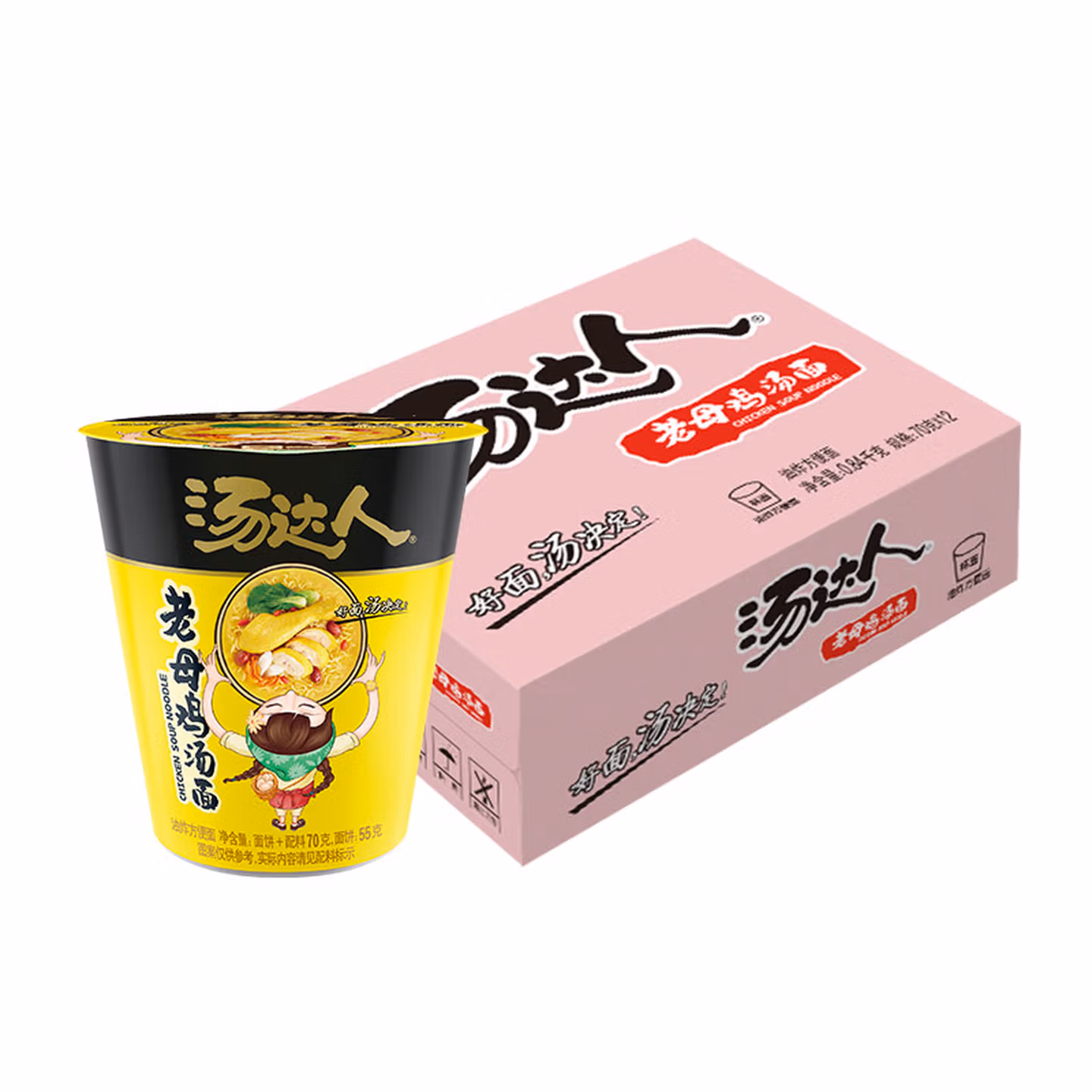 统一汤达人 老母鸡汤面 杯面 70g*12杯 整箱批发 方便面泡面速食面