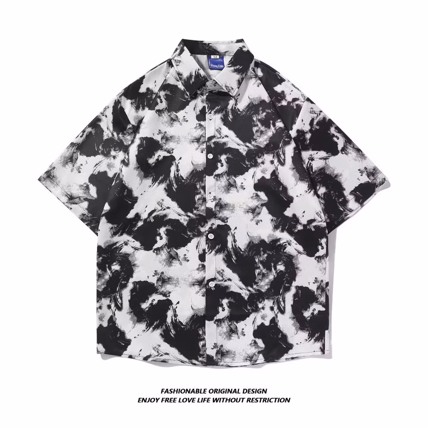 High-end Beach Short-sleeved Shirt For Men And Women, Loose And Thin In Summer, Hawaiian Beach Floral Five [KZD] 5122 Red M_viptrois.com