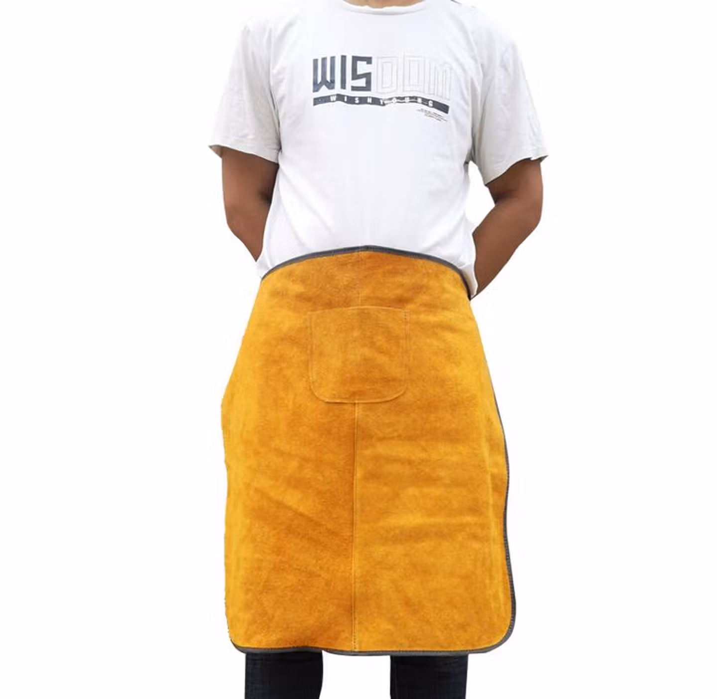 焊工皮围裙围裙牛皮电焊工作服耐磨防烫耐高温电焊围裙焊接防护服 牛皮围腰60CM*