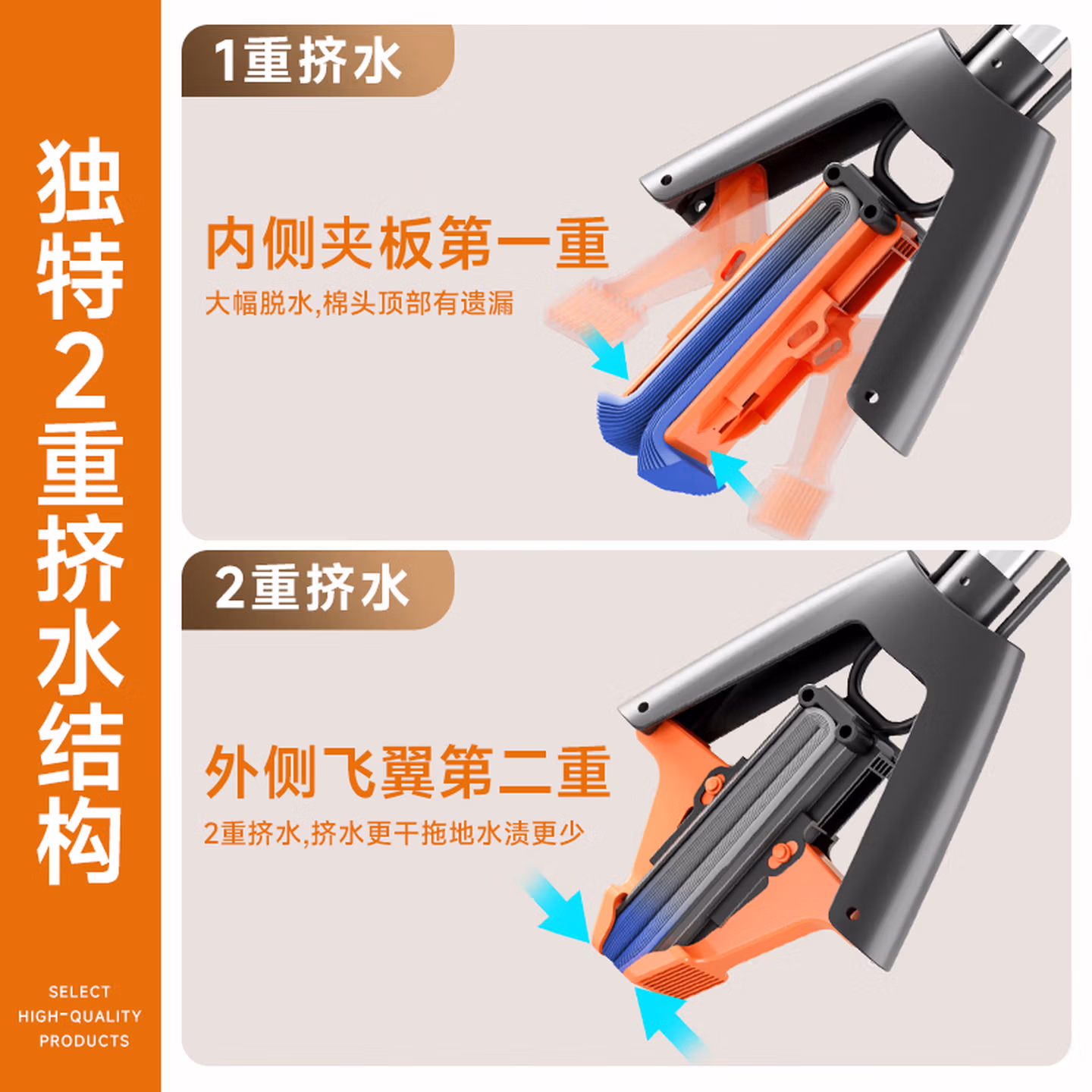 佳帮手海绵拖把家用一拖净免手洗2025拖地神器墩布吸水胶棉洗脱刮拖一体